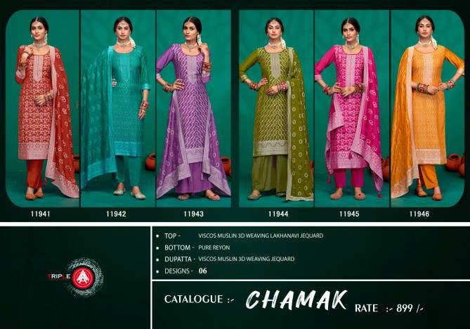 Chamak By Triple Aaa Viscose Muslin Designer Dress Material Wholesale Price In Surat